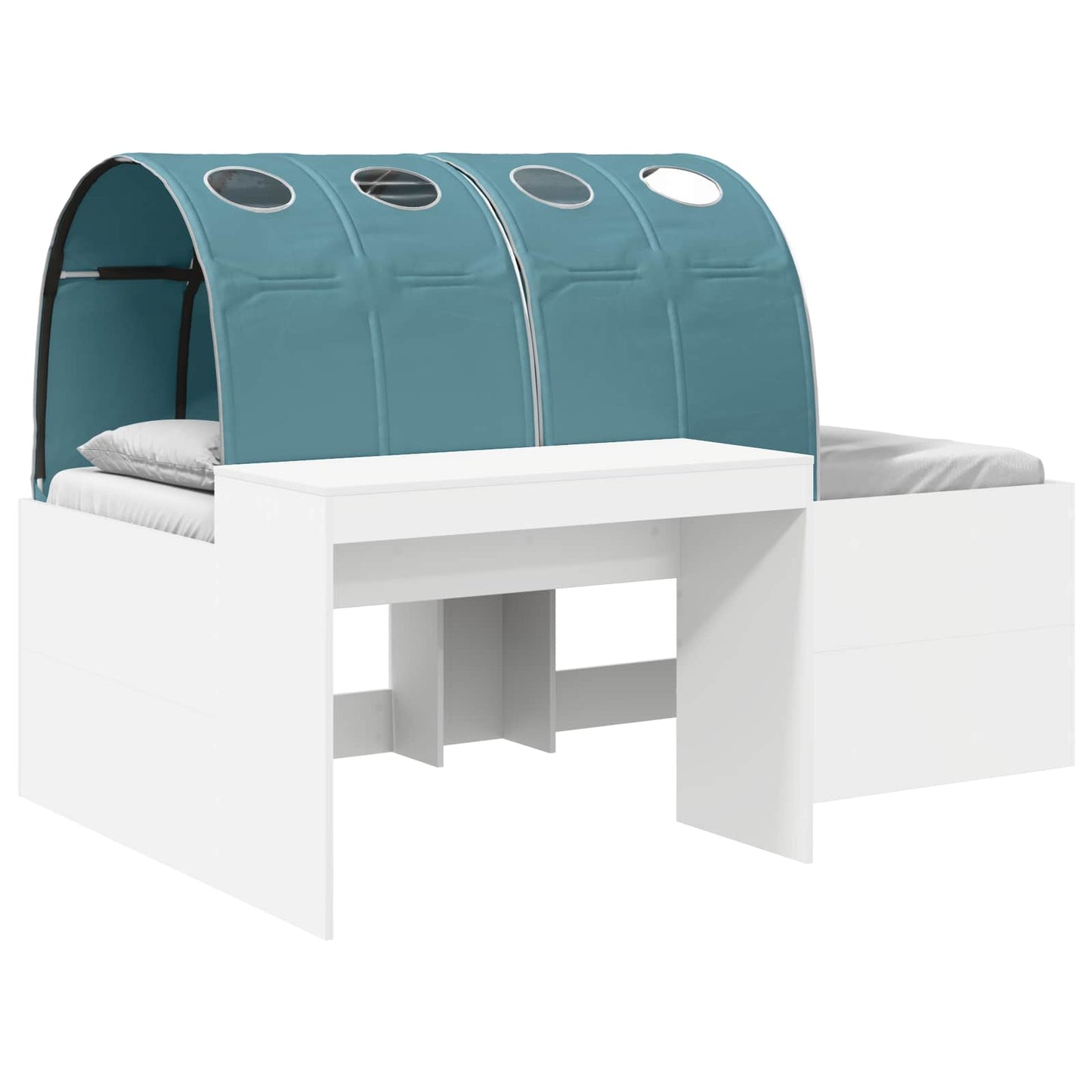 Bed Frame with Tunnel with Shelf 3 pcs White and Light Blue