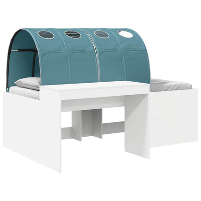Bed Frame with Tunnel with Shelf 3 pcs White and Light Blue
