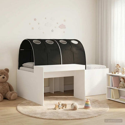 Bed Frame with Tunnel 3 pcs White and Black Engineered Wood