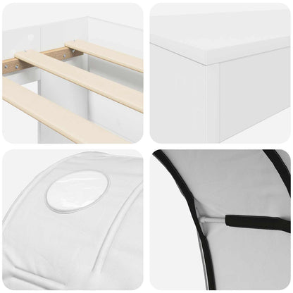 Bed Frame with Tunnel with Shelf 3 pcs White Engineered Wood