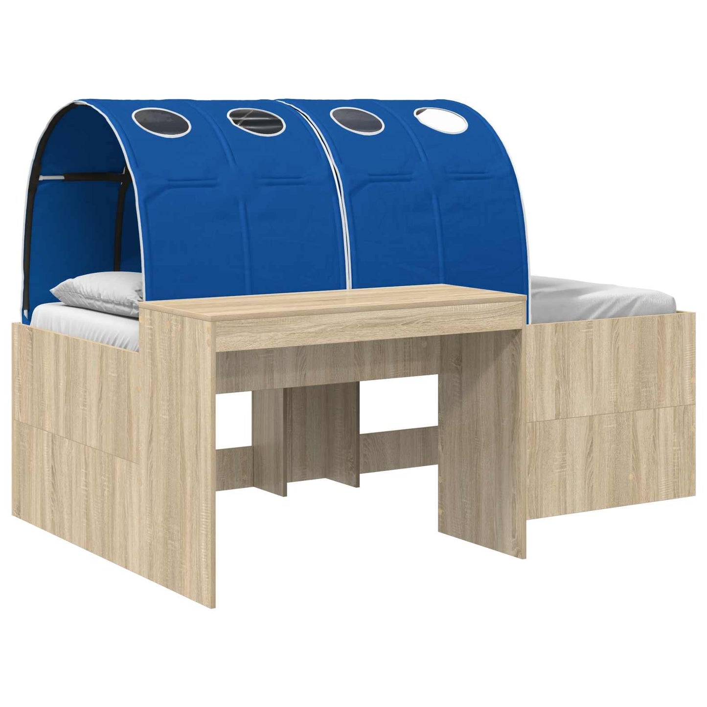 Bed Frame with Tunnel 3 pcs Sonoma Oak and Blue Engineered Wood