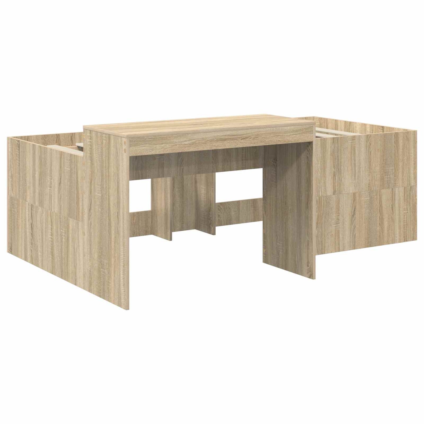 Bed Frame with Tunnel 3 pcs Sonoma Oak and Pink Engineered Wood