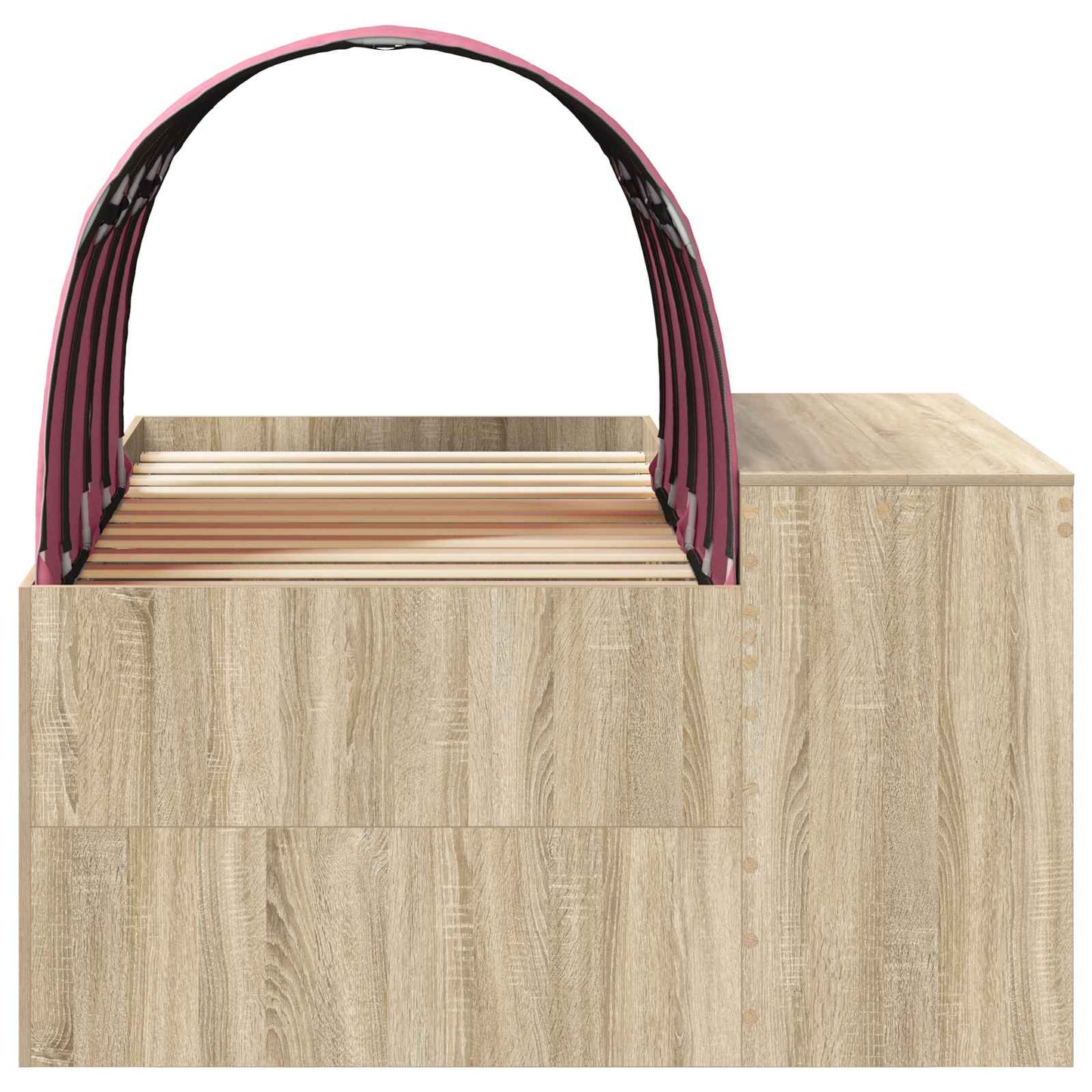 Bed Frame with Tunnel 3 pcs Sonoma Oak and Pink Engineered Wood