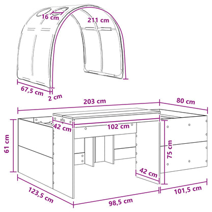 Bed Frame with Tunnel 3 pcs Sonoma Oak and Pink Engineered Wood