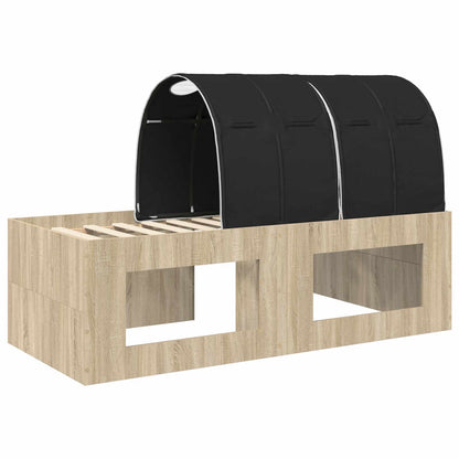 Bed Frame with Tunnel with Shelf 3 pcs Sonoma Oak and Black