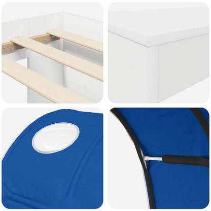 Bed with Tunnel 3 pcs White and Blue Engineered Wood