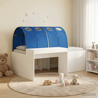 Bed with Tunnel 3 pcs White and Blue Engineered Wood
