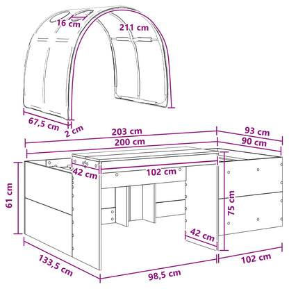 Bed with Tunnel 4 pcs Artisian Oak and Black Engineered Wood