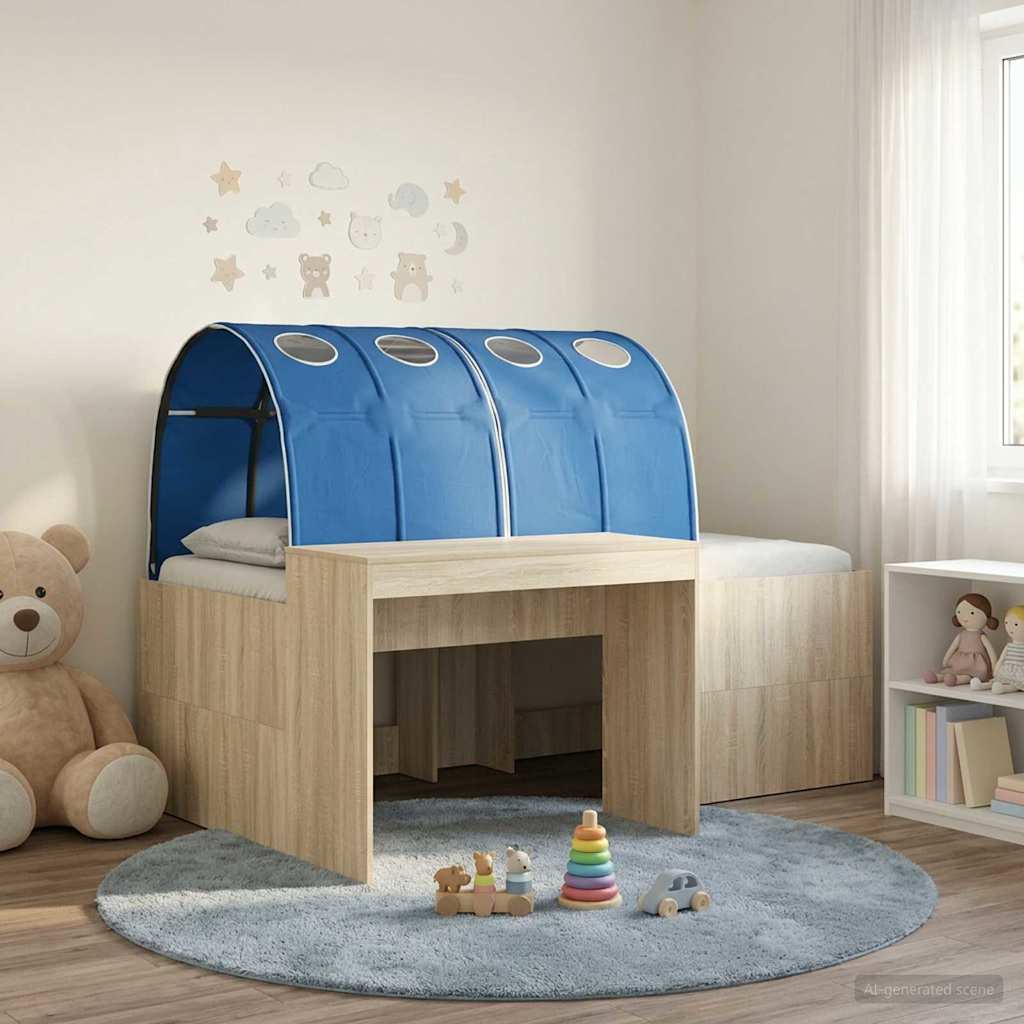Bed with Tunnel 3 pcs Artisian Oak and Blue Engineered Wood
