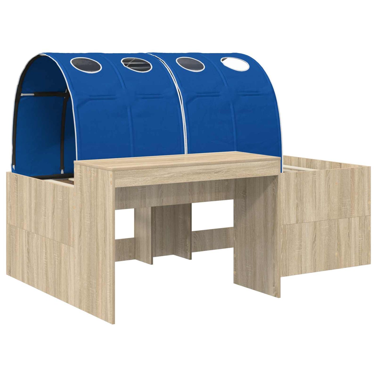 Bed with Tunnel 3 pcs Artisian Oak and Blue Engineered Wood