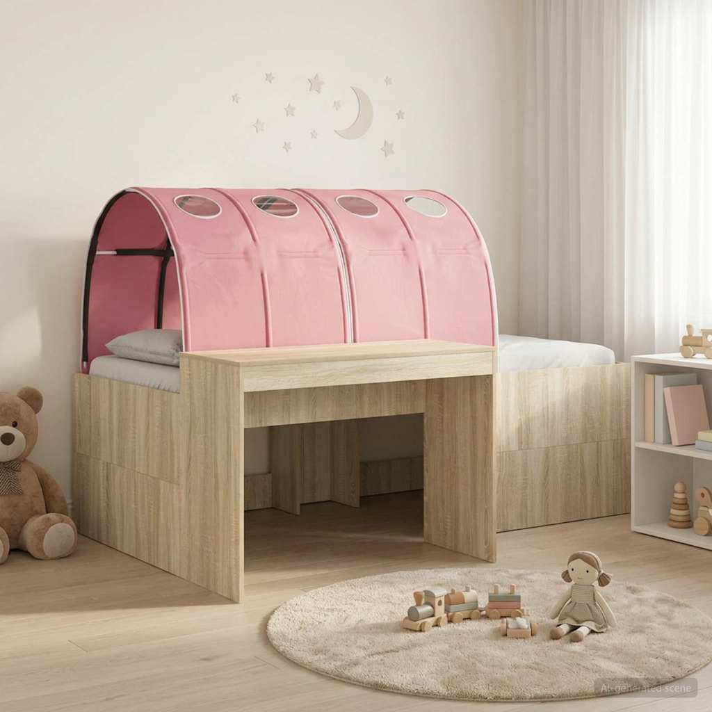 Bed with Tunnel 3 pcs Artisian Oak and Pink Engineered Wood