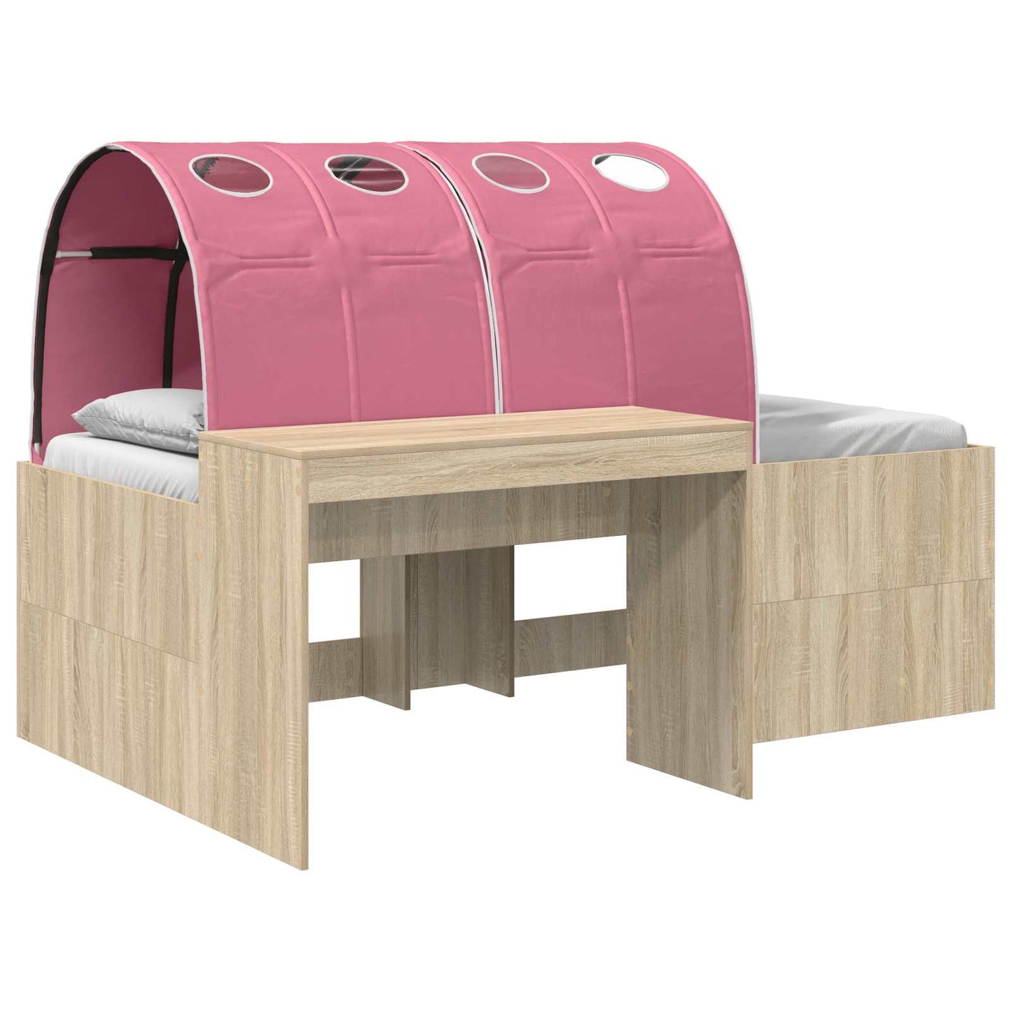 Bed with Tunnel 3 pcs Artisian Oak and Pink Engineered Wood
