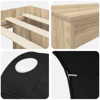 Bed with Tunnel 3 pcs Artisian Oak and Black Engineered Wood