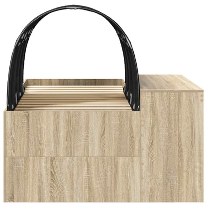 Bed with Tunnel 3 pcs Artisian Oak and Black Engineered Wood