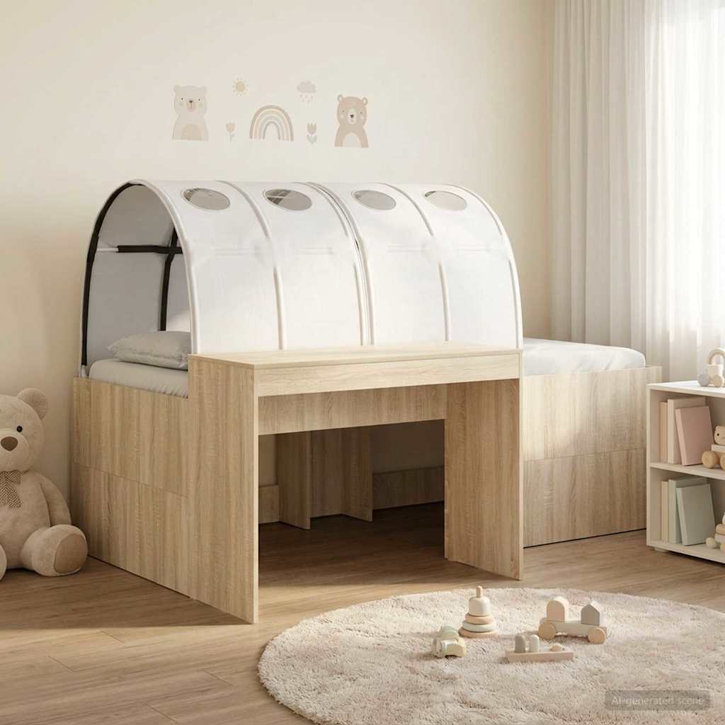 Bed with Tunnel 3 pcs Artisian Oak and White Engineered Wood
