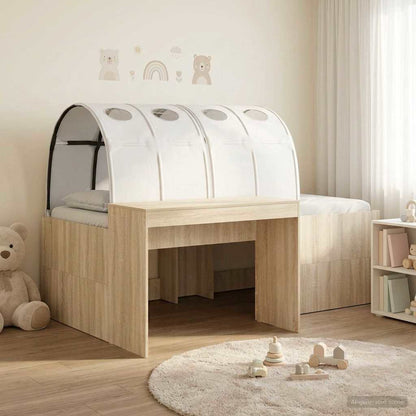 Bed with Tunnel 3 pcs Artisian Oak and White Engineered Wood