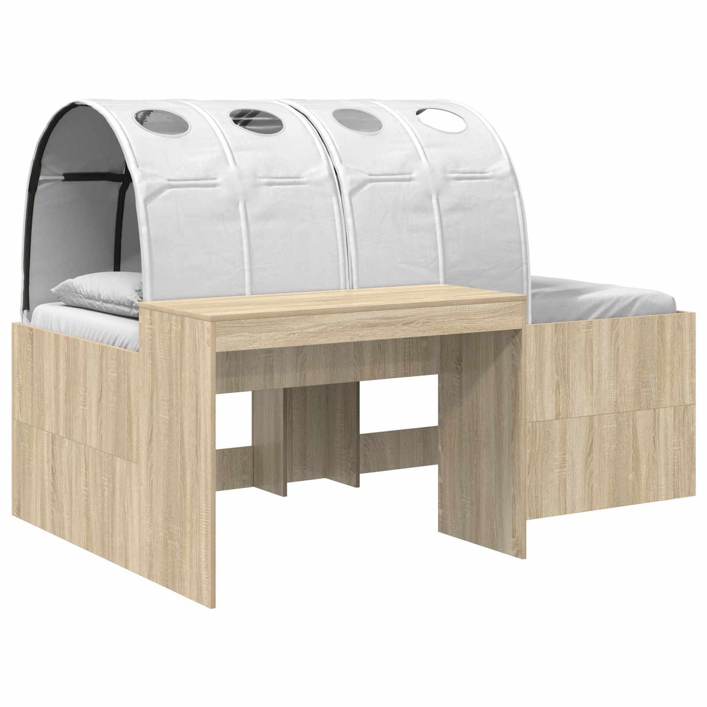 Bed with Tunnel 3 pcs Artisian Oak and White Engineered Wood