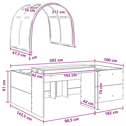 Bed with Tunnel 3 pcs Sonoma Oak and Blue Engineered Wood