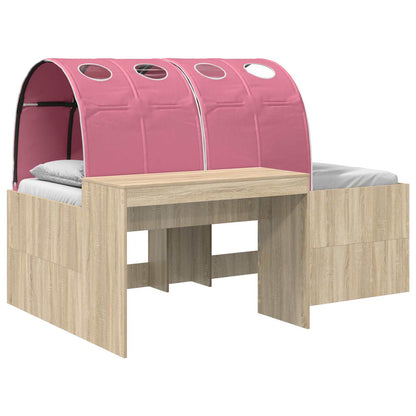 Bed with Tunnel 3 pcs Sonoma Oak and Pink Engineered Wood