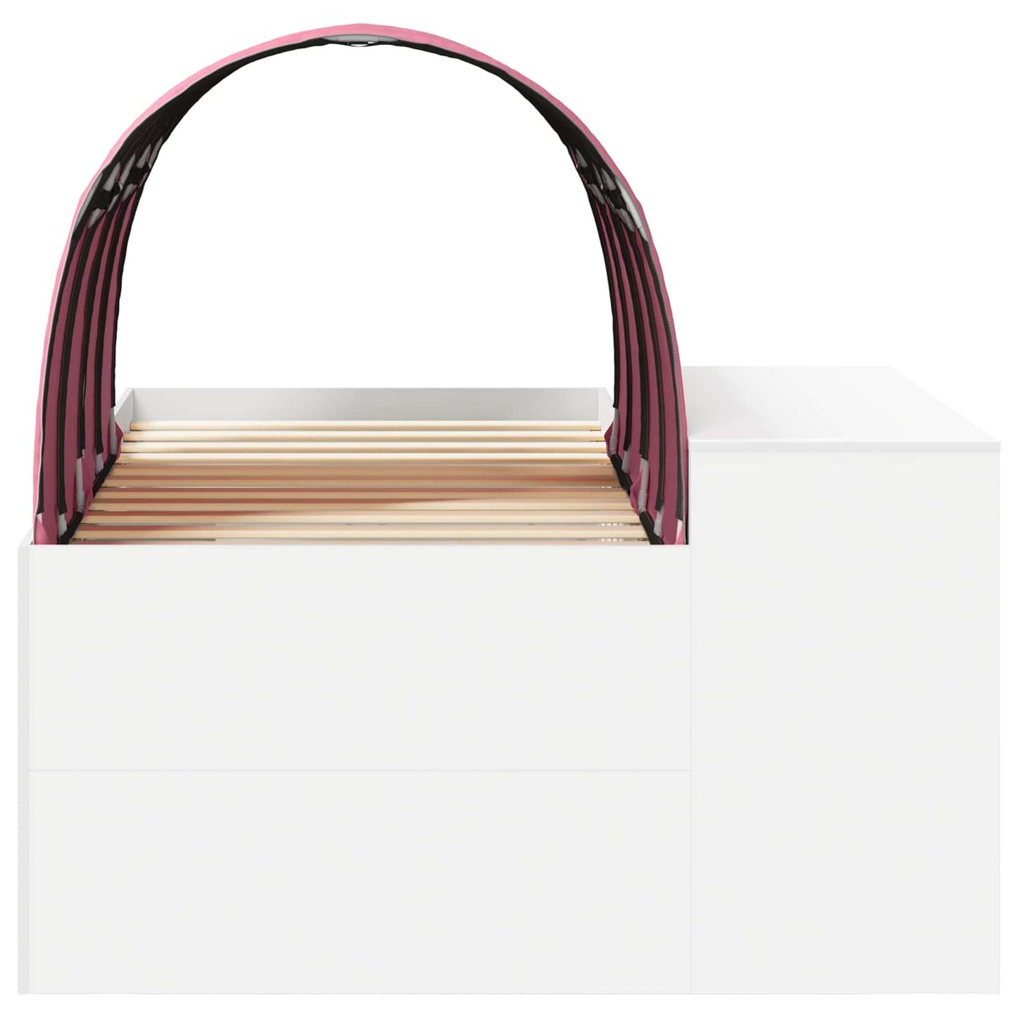 Kids'High Bed Frame with Desk White and Pink Engineered Wood