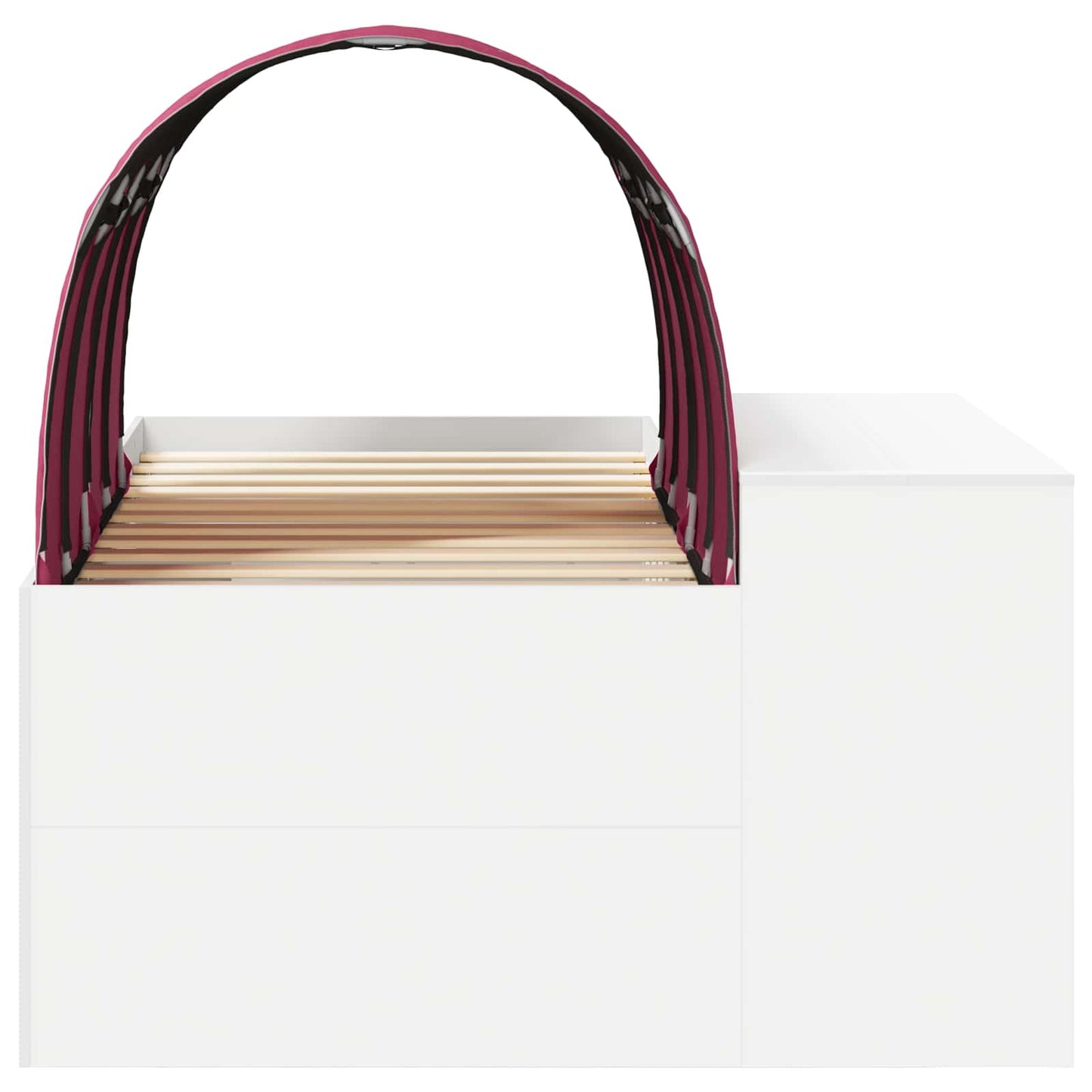 Kids'High Bed Frame with Desk White and Red Engineered Wood