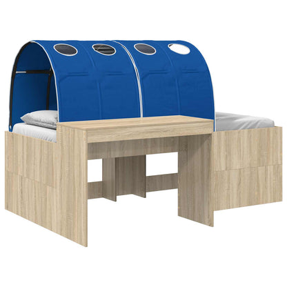 Kids'High Bed Frame with Desk 3 pcs Sonoma Oak and Blue