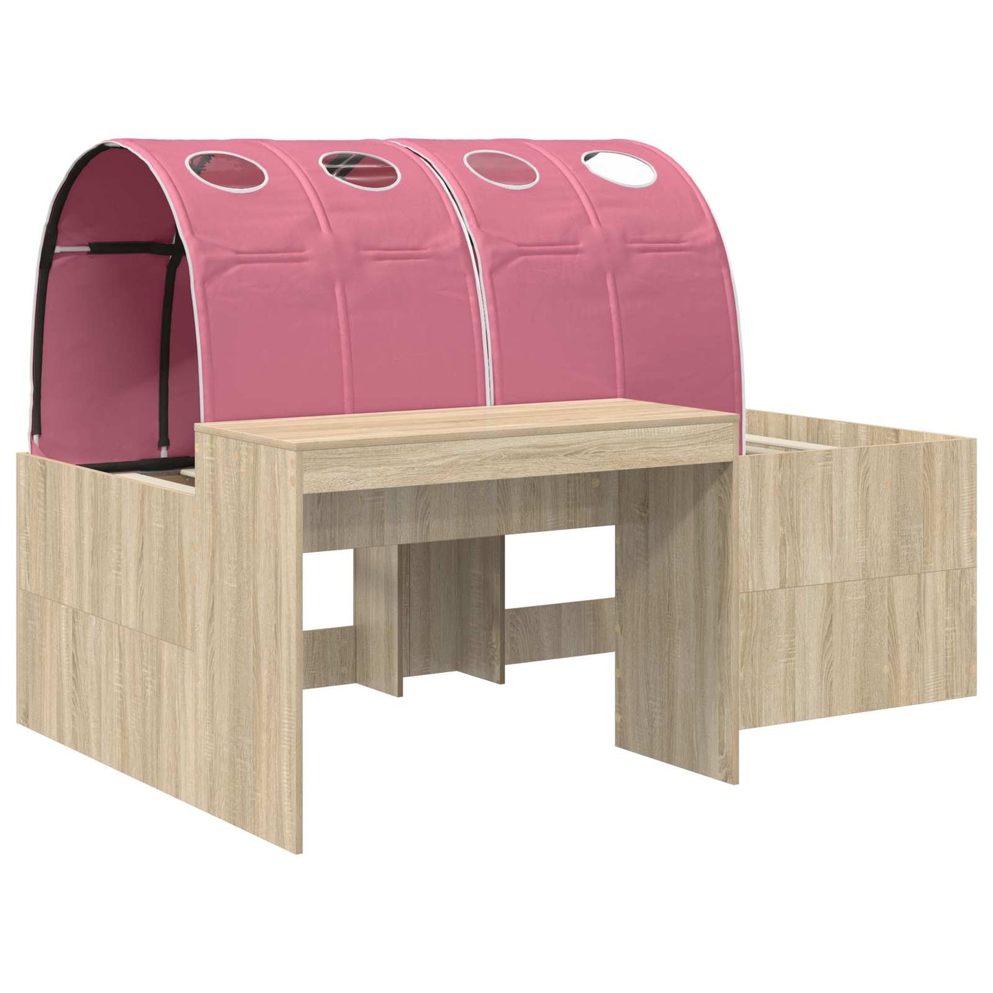 Kids'High Bed Frame with Desk 3 pcs Sonoma Oak and Pink