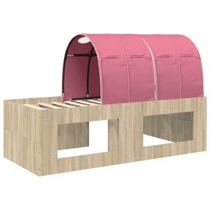 Kids'High Bed Frame with Desk 3 pcs Sonoma Oak and Pink