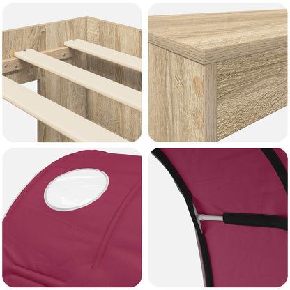 Kids'High Bed Frame with Desk 3 pcs Sonoma Oak and Red