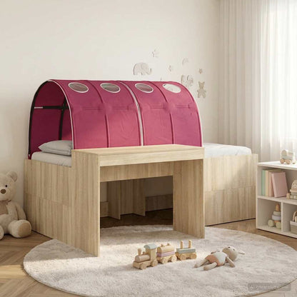 Kids'High Bed Frame with Desk 3 pcs Sonoma Oak and Red