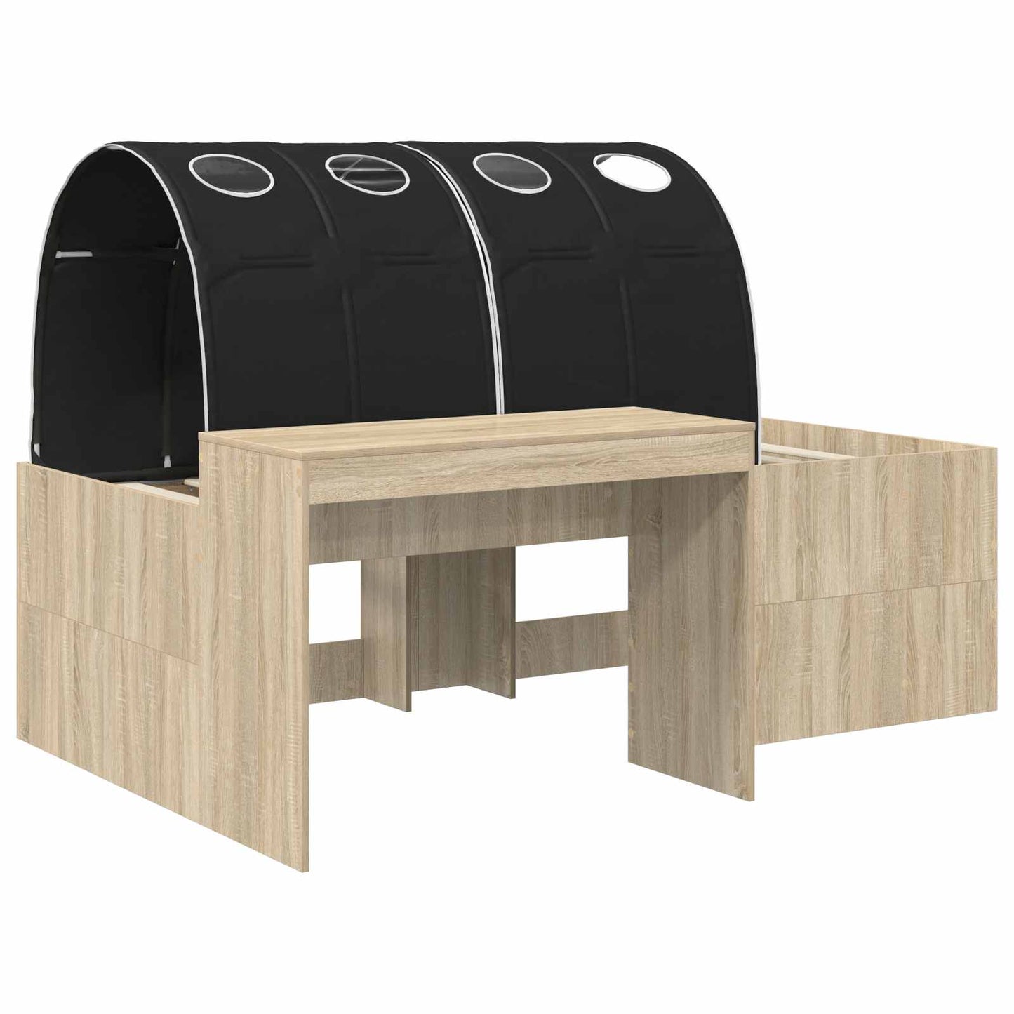 Kids'High Bed Frame with Desk 3 pcs Sonoma Oak and Black