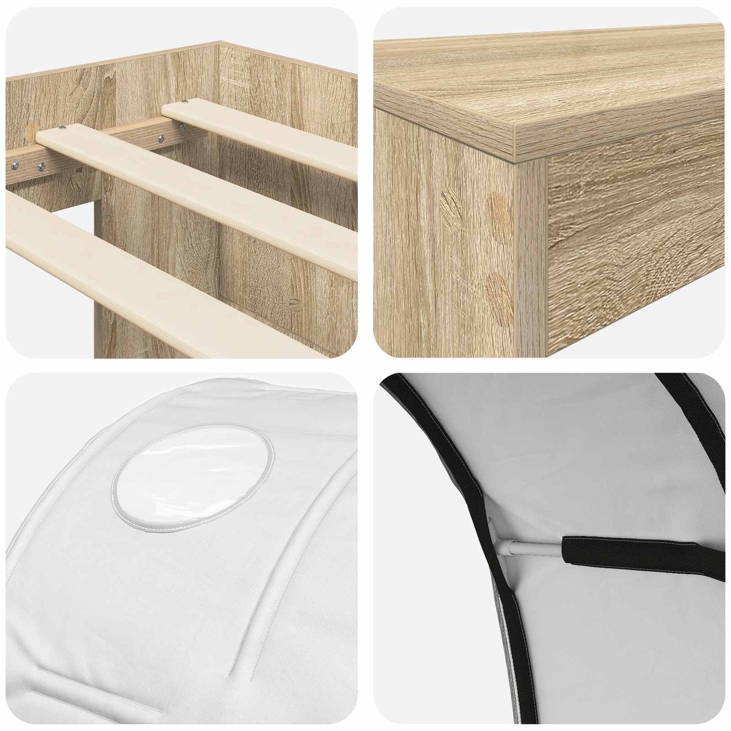 Kids'High Bed Frame with Desk 3 pcs Sonoma Oak and white