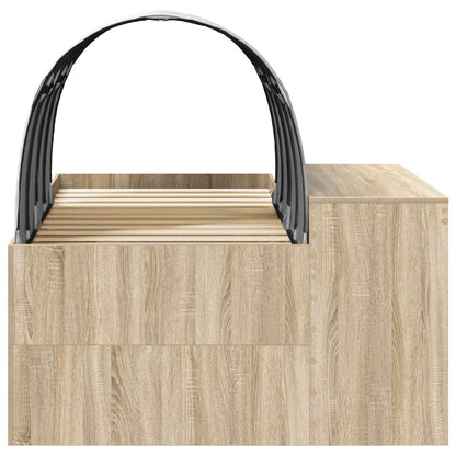 Kids'High Bed Frame with Desk 3 pcs Sonoma Oak and white