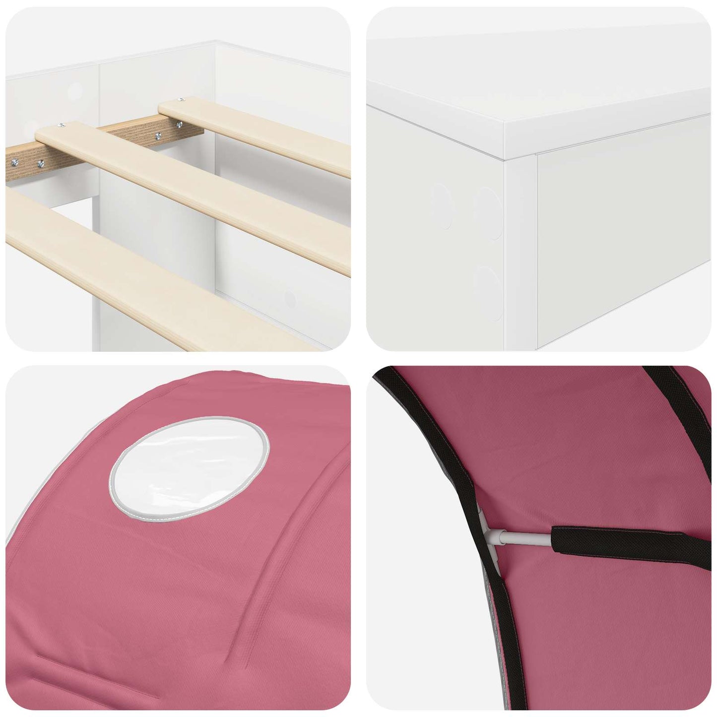 Bed with Tunnel 3 pcs Artisian Oak and Pink Engineered Wood