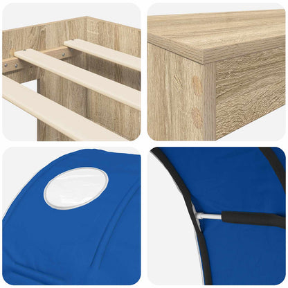 Bed with Tunnel 3 pcs Artisian Oak and Blue Engineered Wood