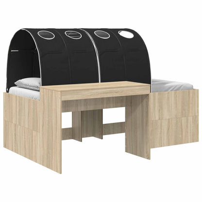 Bed with Tunnel 3 pcs Artisian Oak and Black Engineered Wood