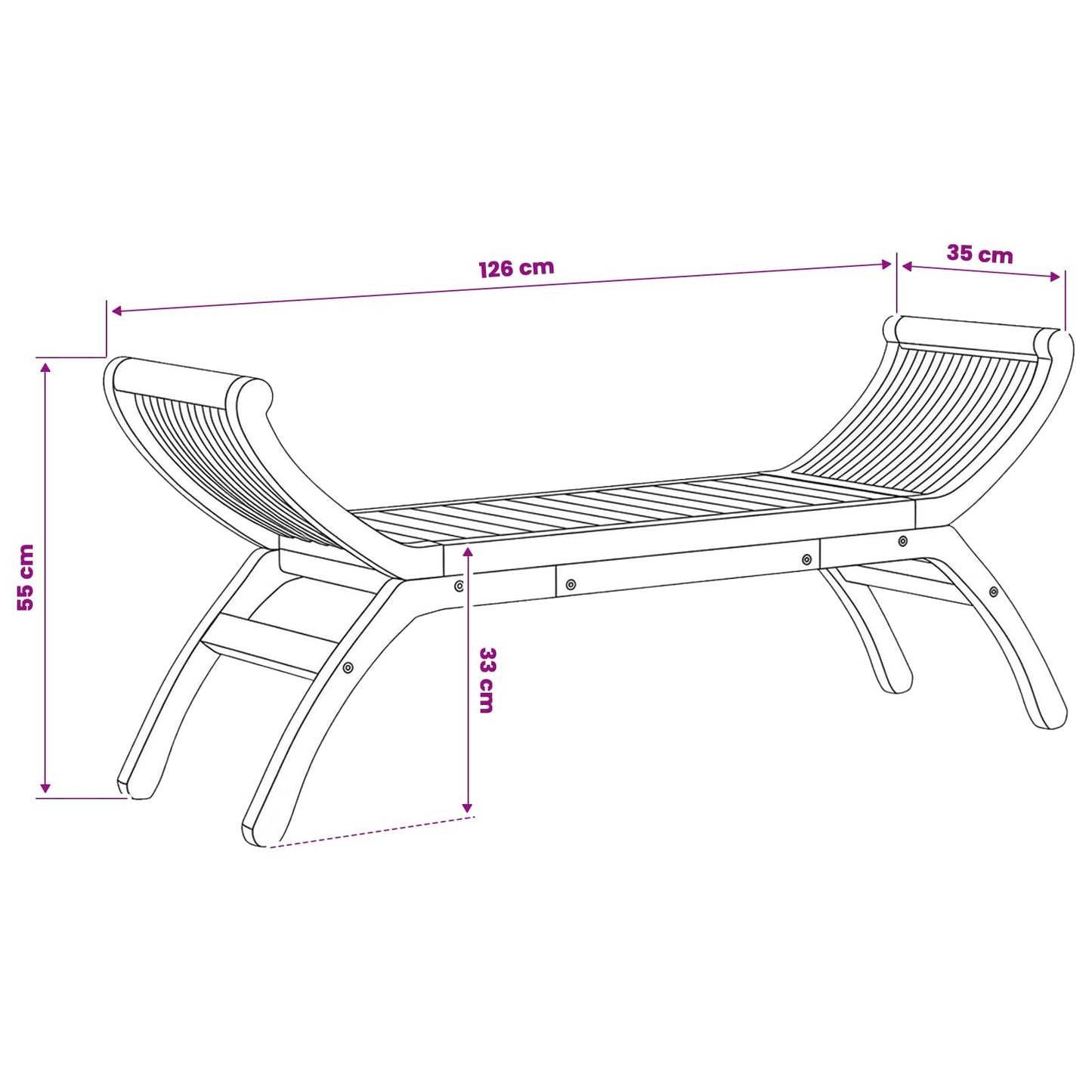 Garden Bench 2 -Seater 49.61 in Solid Teak Wood Natural