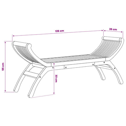 Garden Bench 2 -Seater 49.61 in Solid Teak Wood Natural