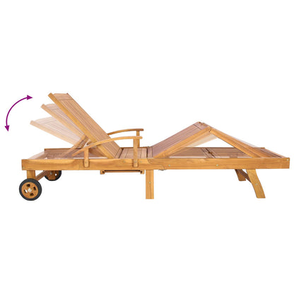 Sun Lounger Folding 1-person Brown Solid Teak Wood