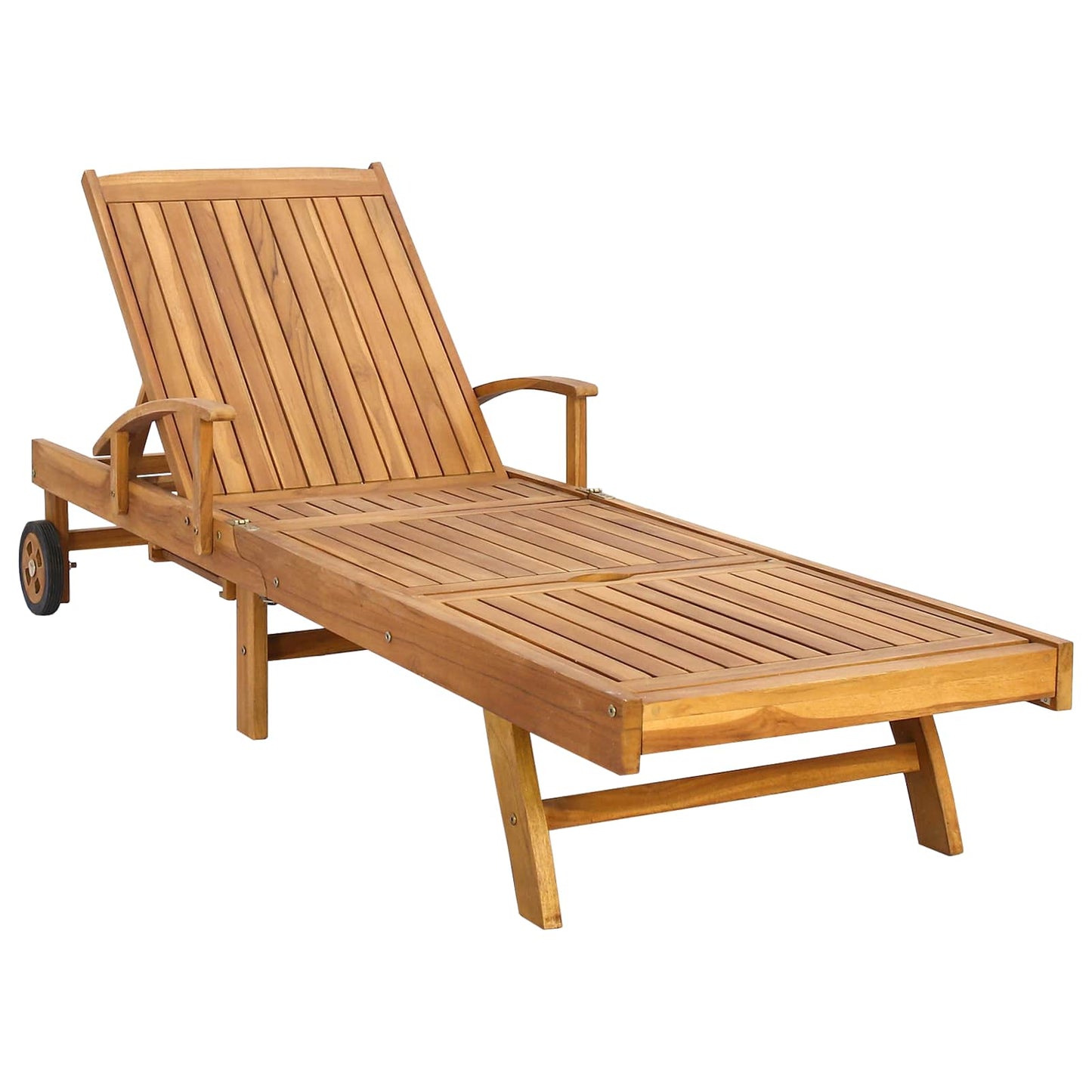 Sun Lounger with Cushion Solid Teak Wood Brown and Dark Grey