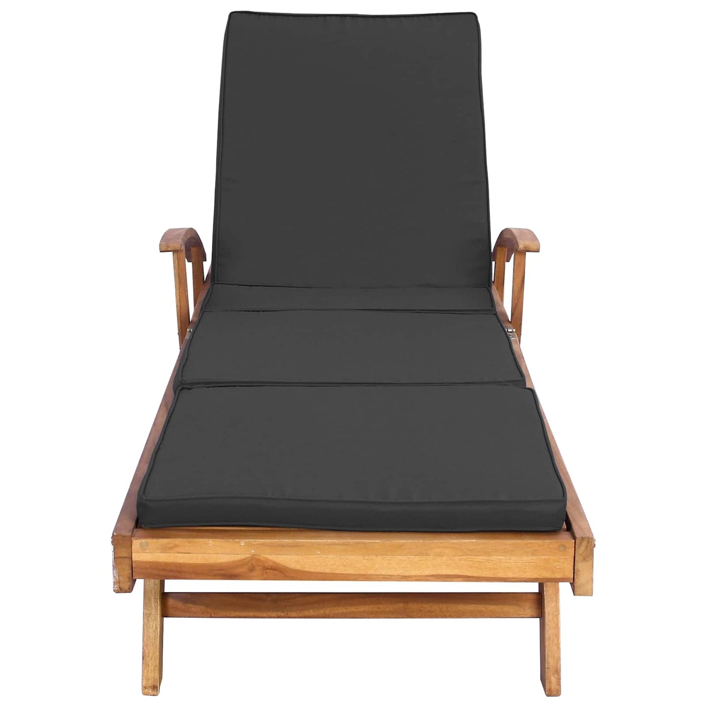 Sun Lounger with Cushion Solid Teak Wood Brown and Dark Grey