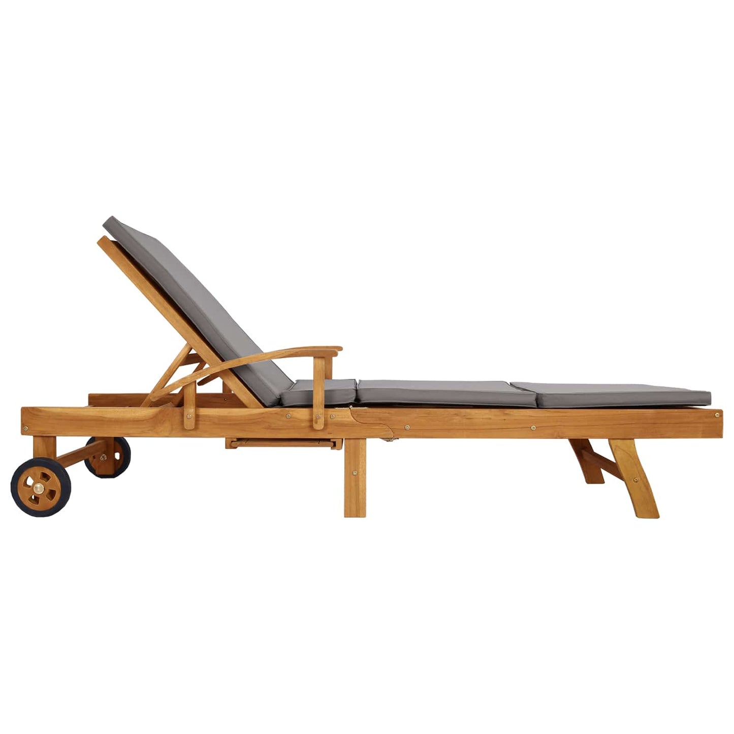 Sun Lounger with Cushion 100% Polyester Solid-Teak