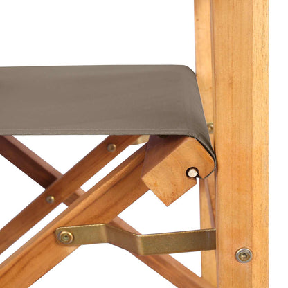 Director Chair Brown and Taupe Solid Teak Wood