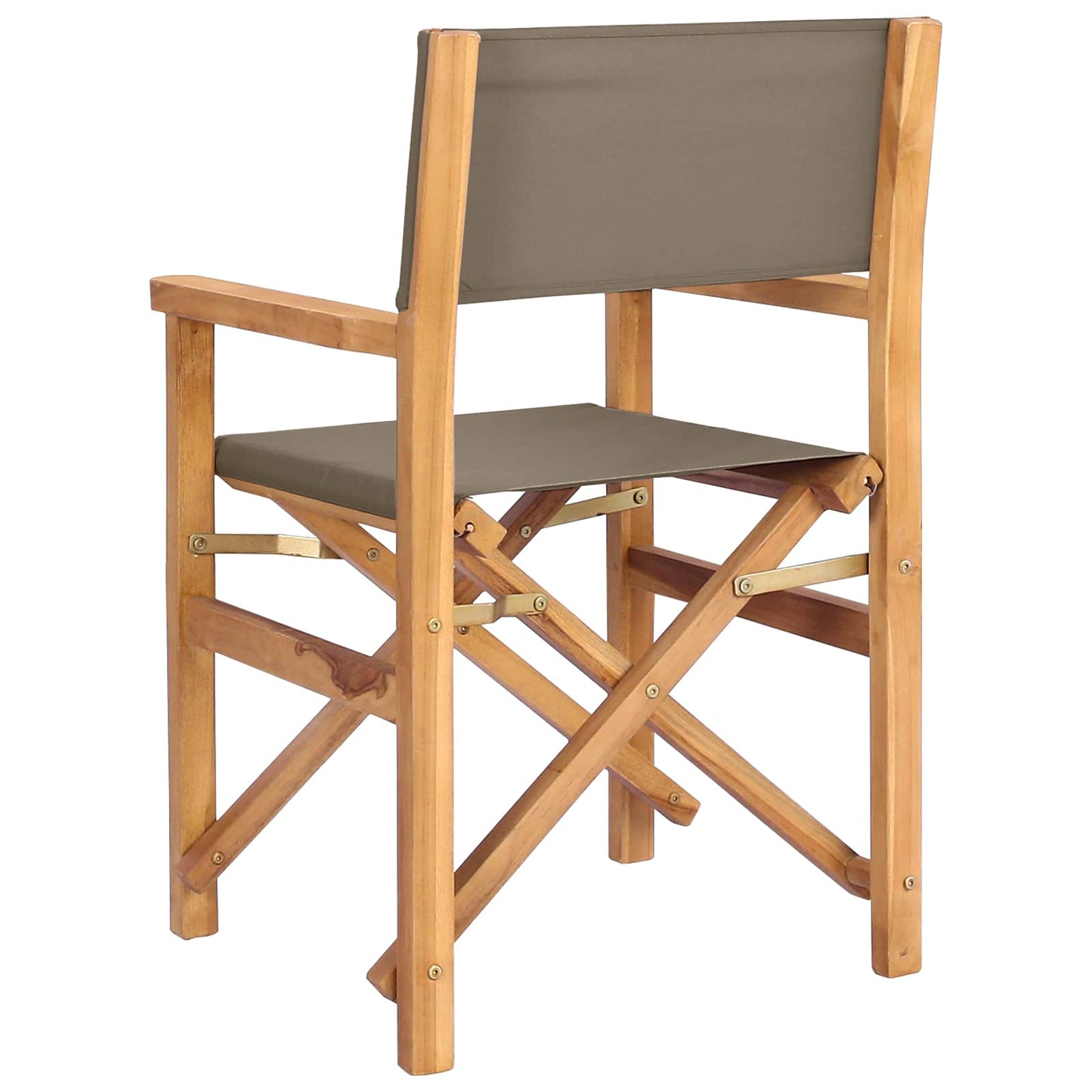 Director Chair Brown and Taupe Solid Teak Wood