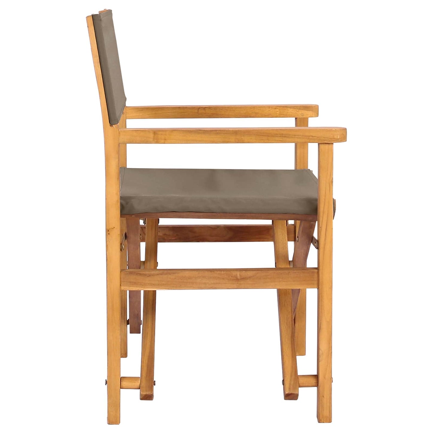 Director Chair Brown and Taupe Solid Teak Wood