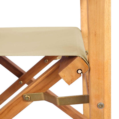 Director Chair Brown and Beige Solid Teak Wood
