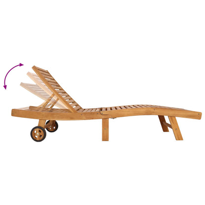 Sun Lounger Brown Solid Teak Wood