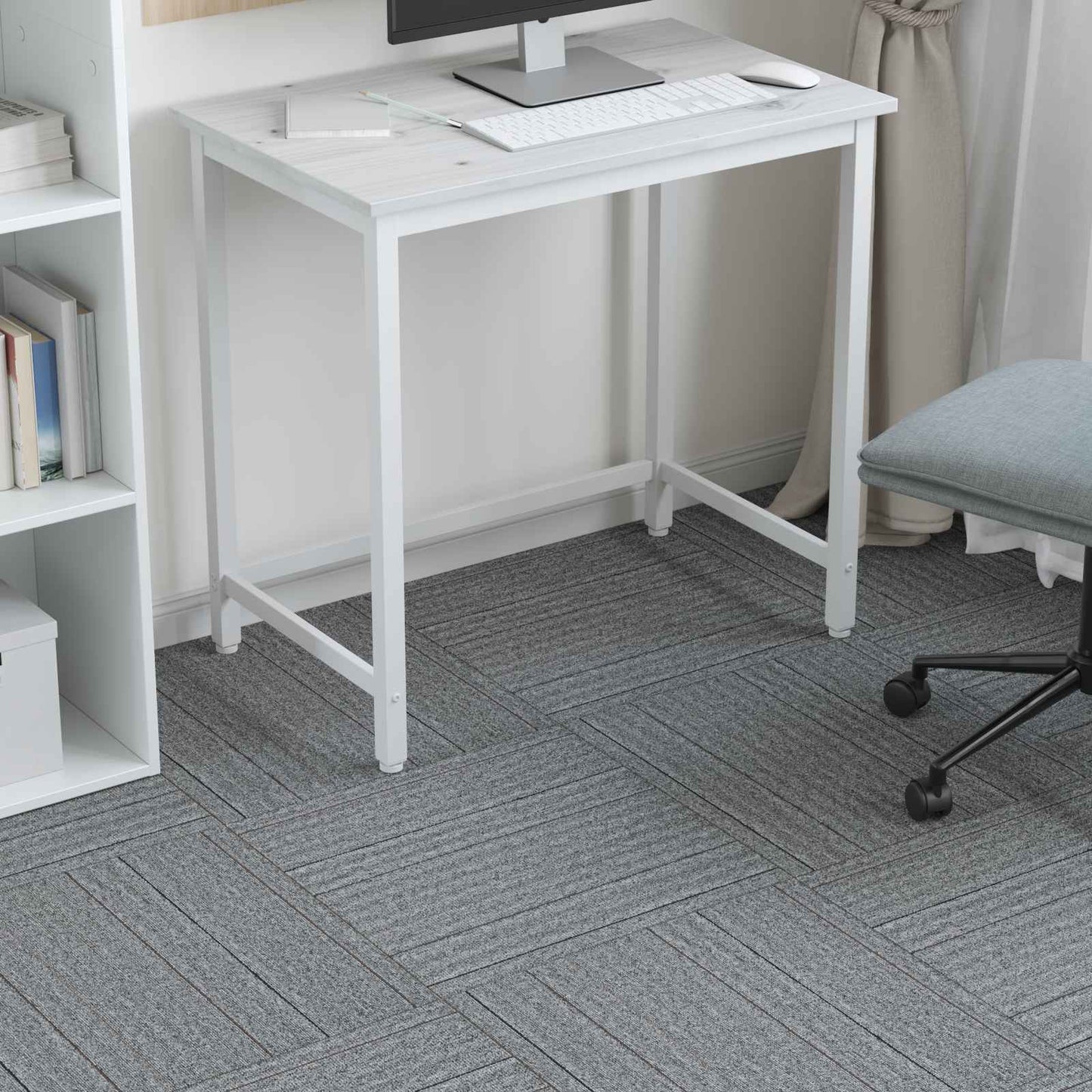 Carpet Tile Light Grey with Stripes 50 x 50 cm 20 pcs