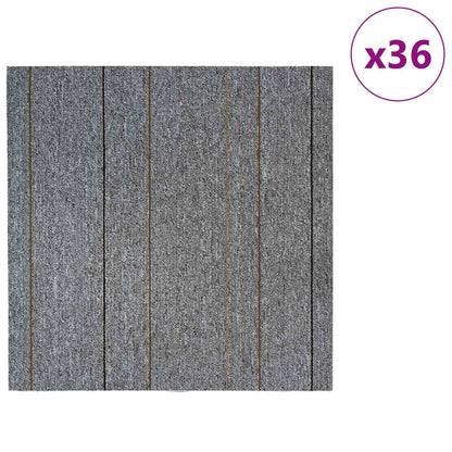 Carpet Tile Light Grey with Stripes 50 x 50 cm 36 pcs