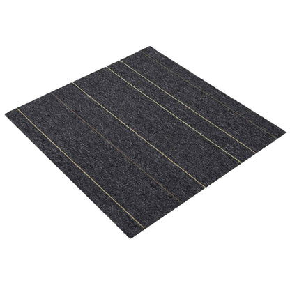 Carpet Tile Dark Grey with Stripes 50 x 50 cm 4 pcs